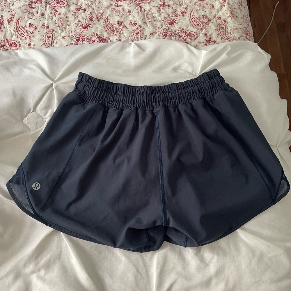 Navy Blue Lululemon Hotty Hot Low Rise Shorts 4 in inseam size 4
